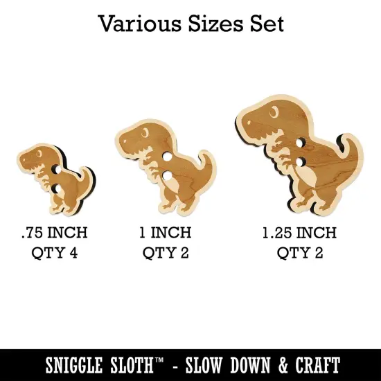 Cute Tyrannosaurus Rex Dinosaur Wood Buttons for Sewing Knitting Crochet DIY Craft {1}