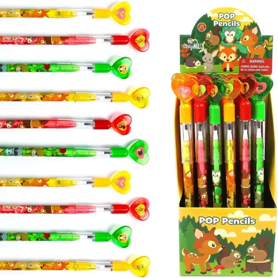 TINYMILLS Woodland Animals Multi Point Stackable Pencil with Eraser for Party Favors Cute Forest Creatures {1}