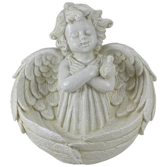 Northlight 9" Cherub Angel Wings Bird Feeder Outdoor Garden Statue Ivory {1}