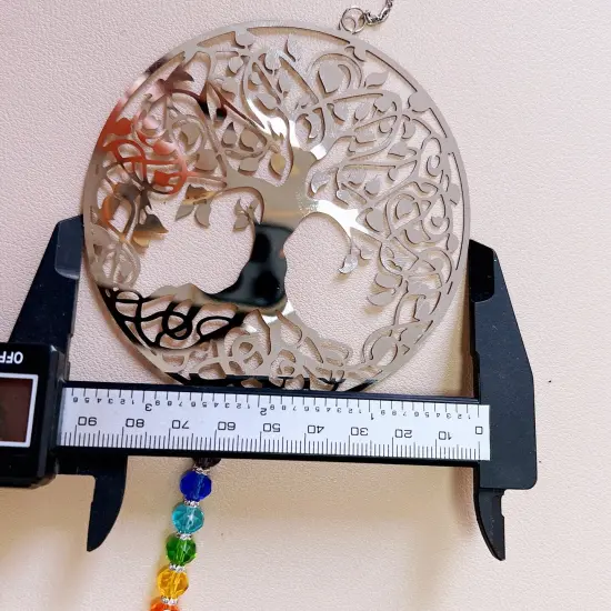 Flower of Life Suncatcher, Silver Hanging Crystal Wind Chimes, Tree of Life Chakra Crystal Glass Angel Sun Catcher with Iris Effect for Home Garden Decoration Christmas Wedding Gift {7}