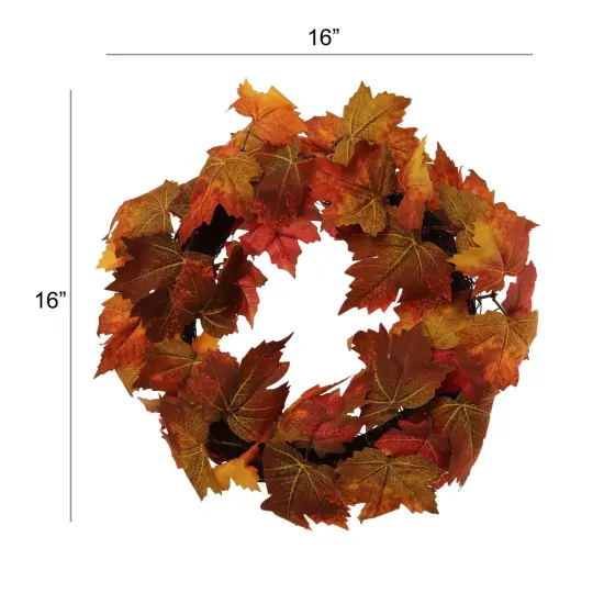 16" Multi-Colored Maple Leaf Wreath by Floral Home&reg;, Floral Home by Artificial Flowers {2}