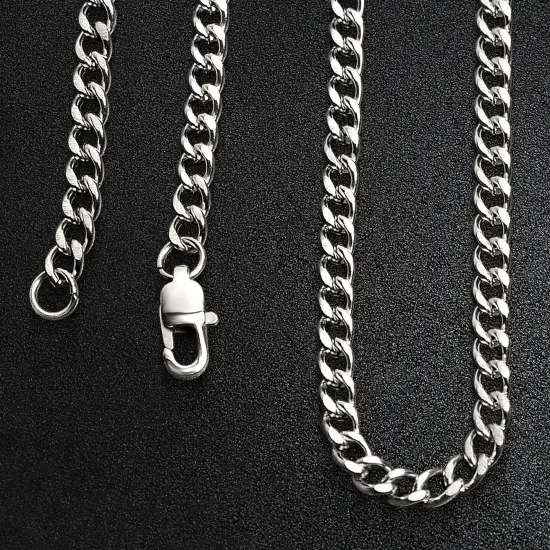 Stainless Steel Diamond Cut Curb Chain Necklace {7}