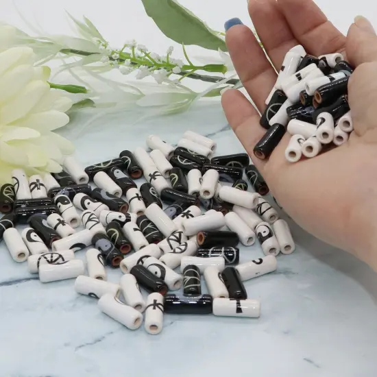 100 Porcelain Ceramic Beads with 5m Leather Cord for Adults {2}