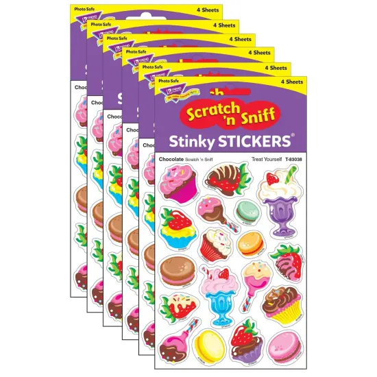 Treat Yourself/Chocolate Mixed Shapes Stinky Stickers&reg;, 72 Per Pack, 6 Packs {1}