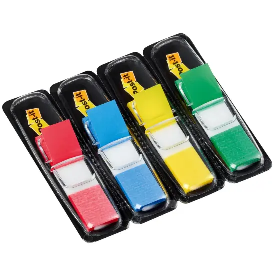 Flags, Assorted Primary Colors, .47 in. Wide, 35 Flags/Dispenser, 4 Dispensers/Pack, 3 Packs {3}