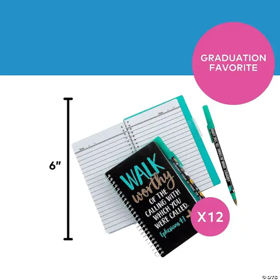 6" Religious Graduation Vinyl Spiral Notebooks with Pen {4}