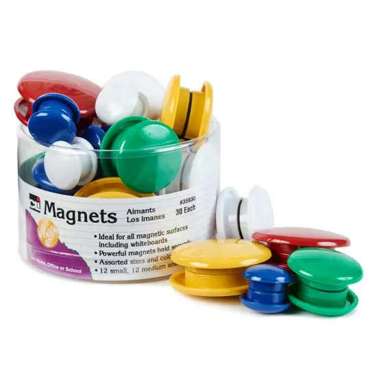 Assorted Round Magnets, 30 Per Pack, 6 Packs {2}