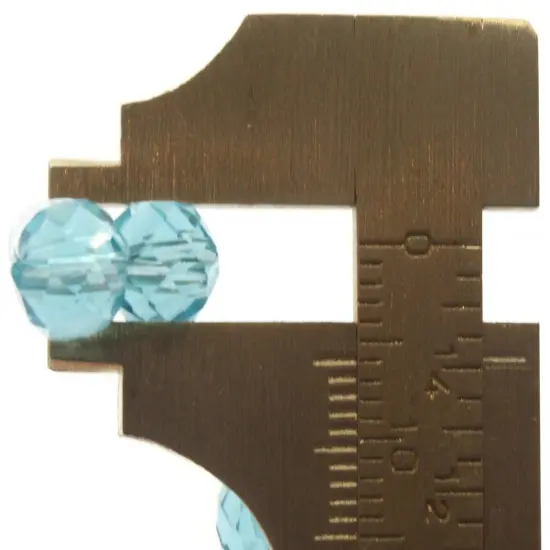 36 8mm Sky Blue Faceted Coin Flat Round Glass Beads {4}