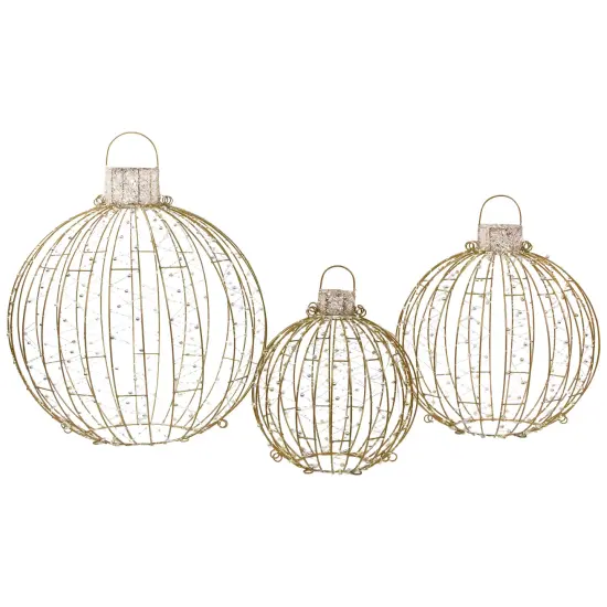 Northlight LED Lighted Hanging Ornaments Outdoor Christmas Decoration - Set of 3 Gold {1}