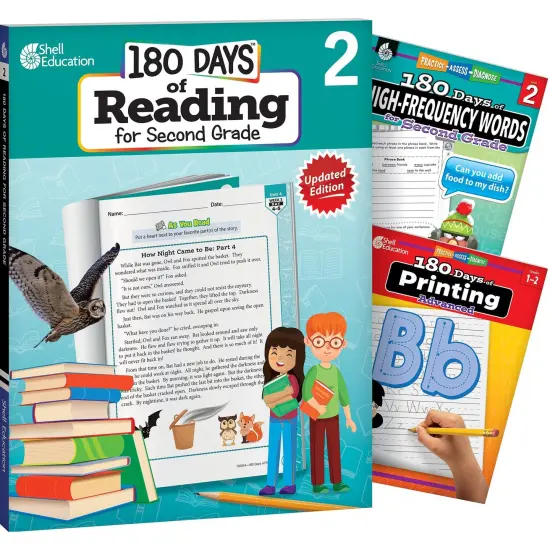 180 Days Reading, High-Frequency Words, & Printing Grade 2: 3-Book Set {1}