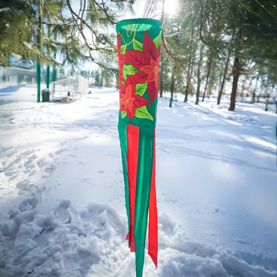 In the Breeze Poinsettia 40 Inch Windsock - Hanging Winter Decoration - Outdoor Holiday d&eacute;cor {4}