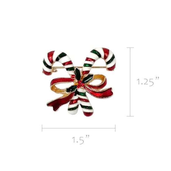 Wrapables Christmas Crystal Rhinestone Brooch Pin, Candy Canes {2}
