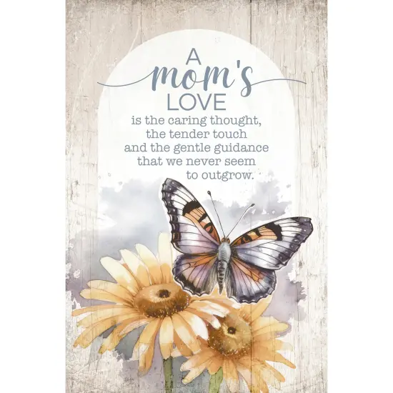 A Mom's Love Wood Plaque with Easel and Hook Wall Tabletop Art - 4 inches x 6 inches {1}