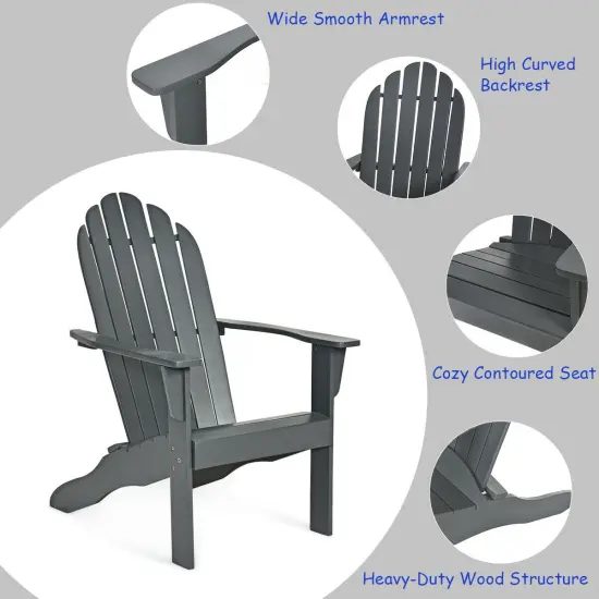 Wooden Outdoor Lounge Chair with Ergonomic Design for Yard and Garden Grey {3}