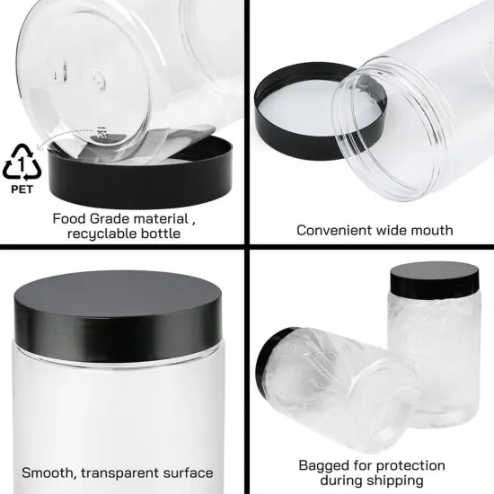 3PC Clear Large Plastic Jars Sample Container {3}
