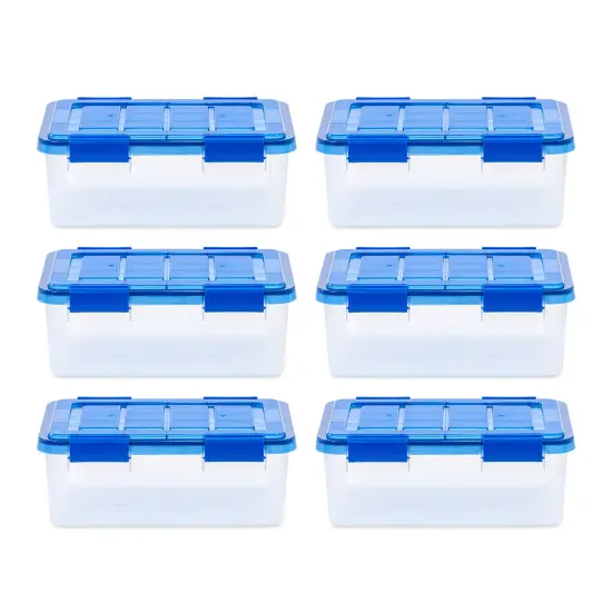 IRIS USA 6Pack 19qt WEATHERPRO Airtight Plastic Storage Bin with Lid and Seal and Secure Latching Buckles {1}