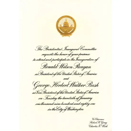 Official Ronald Reagan First Presidential Inauguration Invitation {1}