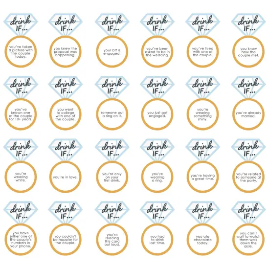Big Dot of Happiness Drink If Game - Just Engaged - Black and White - Engagement Party Game - 24 Count {3}