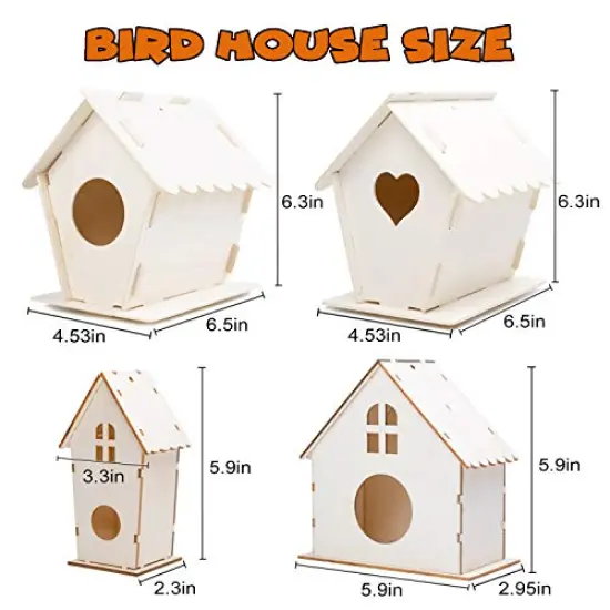 DIY 4 Pack Bird House Crafts for Kids Ages 5-8 8-12, Buildable DIY Birdhouse Kit for Children to Build, 3+ Summer Arts and Craft Projects with Paint, Boy Girl Gift Christmas {6}
