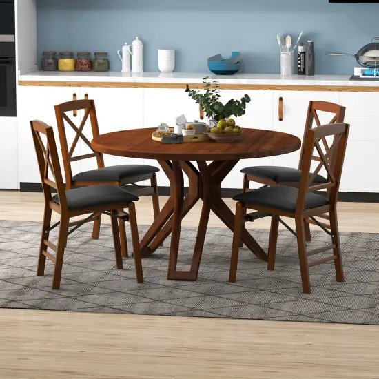 Set of 2 Folding Dining Chairs with 400 LBS Capacity-Brown {3}