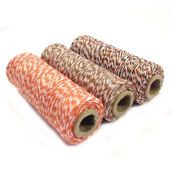 Wrapables Cotton Baker's Twine 4ply 330 Yards (Set of 3 Spools x 110 Yards) for Gift Wrapping, Party Decor, and Arts and Craft (Black & Orange, Brown, Orange) {2}