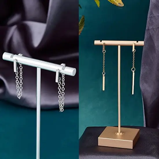 40 Pieces Hypoallergenic Stud Earring with Loop Rectangle Earring with Ear Nut 0.8mm Pin Stainless Steel Earring Posts for DIY Earrings Jewelry Making {6}