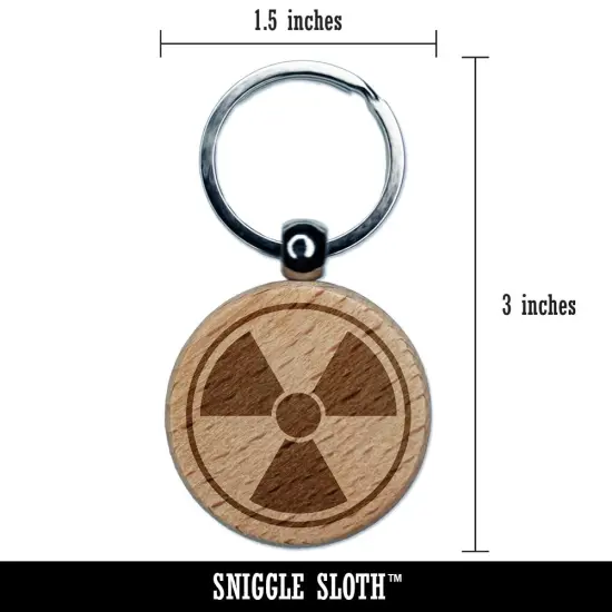 Ionizing Radiation Radioactive Trefoil Symbol Engraved Wood Round Keychain Tag Charm {2}