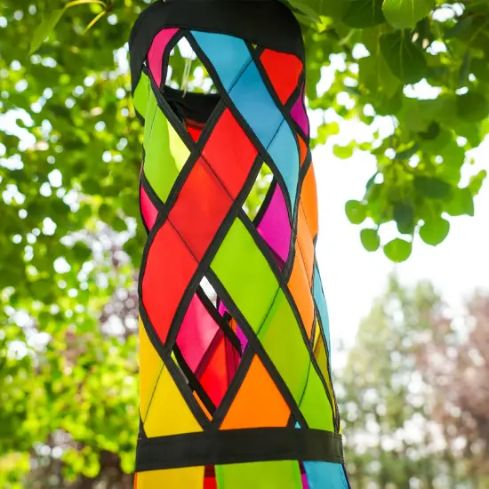 In the Breeze 5209 &mdash; Fiesta Diagonal Weave 40-inch Windsock &mdash; Colorful Lattice Windsock with Color-Coordinated Tails {2}