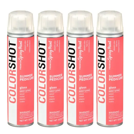 COLORSHOT Gloss Spray Paint Summer Pedicure (Coral) 10 oz. 4 Pack {1}