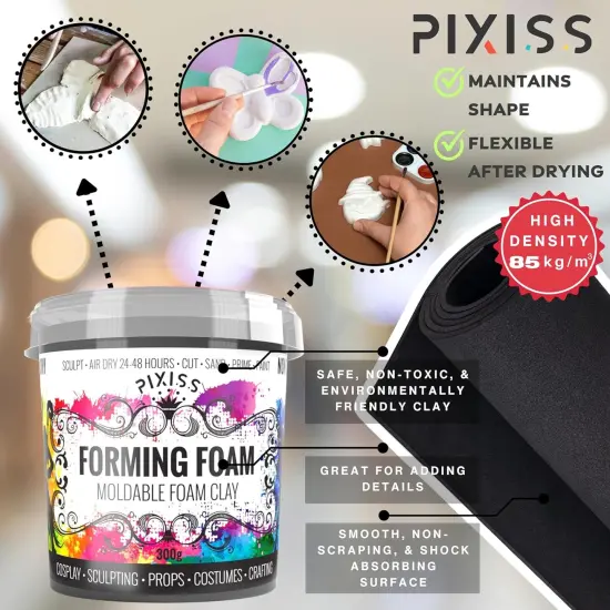 Foam Clay (Black 300g) & EVA Foam - Cosplay Crafting Kit - Foam Clay Air Dry, Cosplay EVA Foam, Sculpting Toolkit and Knife - Air Dry Foam Clay for Cosplay Foam Sheets, Craft Foam Clay kit for Kids {4}