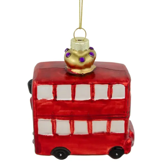 Northlight 3.5" Double-Decker Bus Glass Christmas Ornament Red {5}