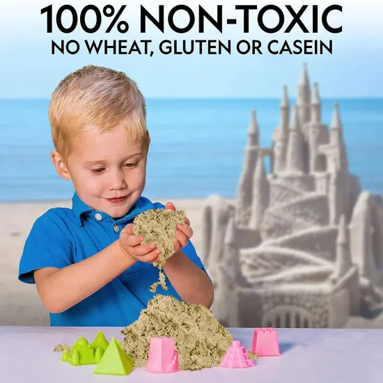 6 lb Play Sand Combo Pack - 2 Lbs. Each of Blue, Purple and Natural Sand with Castle Molds - A Fun No Mess Sensory Activity, Kids Fake Sand Play Set (Amazon Exclusive) {4}