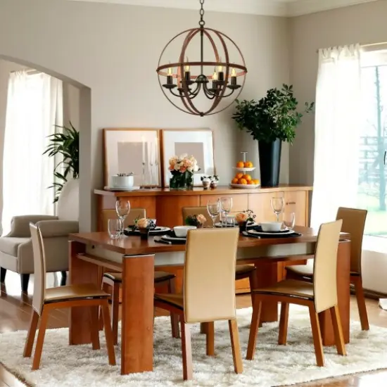 6-Light Orb Chandelier Rustic Vintage Ceiling Lamp {3}