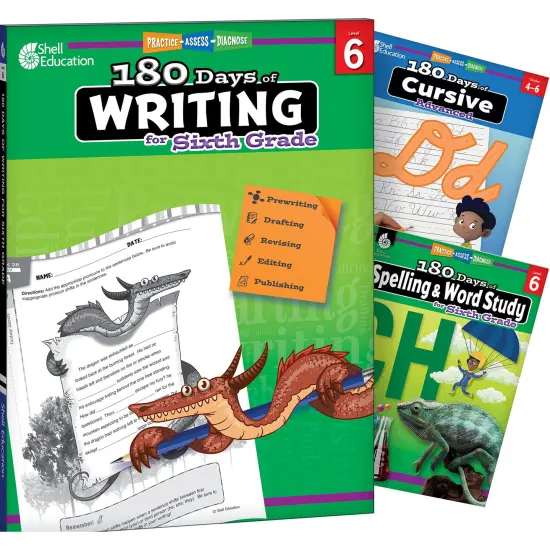 180 Days Writing, Spelling, & Cursive Grade 6: 3-Book Set {1}