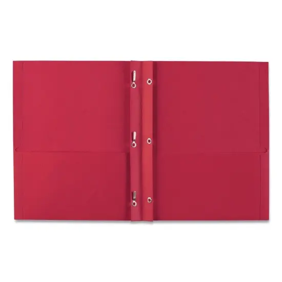 11 x 8.5 0.5" Cap Prong Fastener 2-Pocket Folder - Red {1}