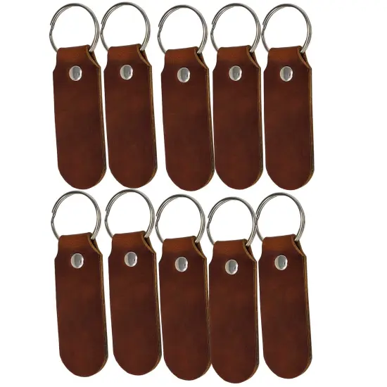 2 Sided Leather Key Chains 10 Pack-Customize it for Promotional Gifts, Fundraising, Events, Wedding - Engrave on Both Sides Medium Brown {4}