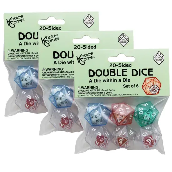 20-Sided Double Dice Set, 6 Per Pack, 3 Packs {1}