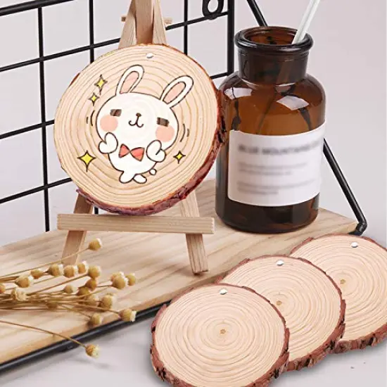 chfine Natural Wood Slices for Crafts 42 Pcs 2.4-2.8 Inches Natural Wood Unfinished Rounds with Pre-drilled Hole and 33 Feet Twine String Christmas DIY Crafts Ornaments Party Wedding Decoration {5}