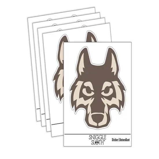 Wolf Head Waterproof Vinyl Phone Tablet Laptop Water Bottle Sticker Set - 5 Pack {1}