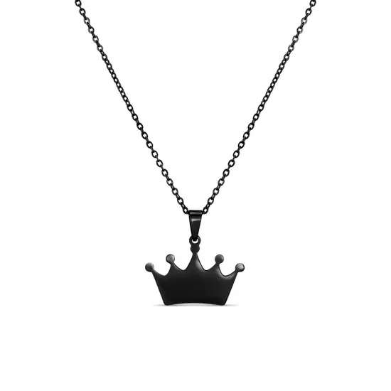 18K PVD Coated Stainless Steel Blank Crown Necklace Gold {7}