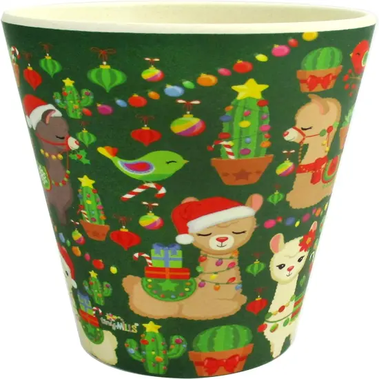 TINYMILLS Eco-Friendly Reusable Plant Fiber 14 oz Travel Mug with Christmas Llama Alpaca Design {2}