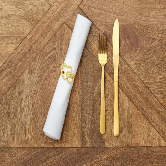 Valentine's Day Gold Heart Napkin Rings Set of 6 {4}