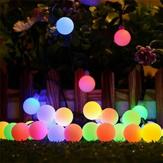 49ft Outdoor Christmas Garden Solar Globe String Lights Multicolor {2}