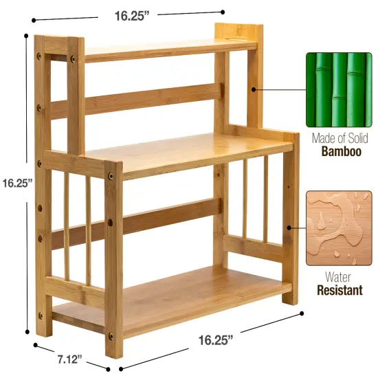 Sorbus 3-Tier Bamboo Kitchen Countertop Organizer - ideal for storage and display, stores your favorite spices, seasonings, and household items {6}