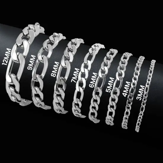 Stainless Steel Figaro Chain Bracelet {5}