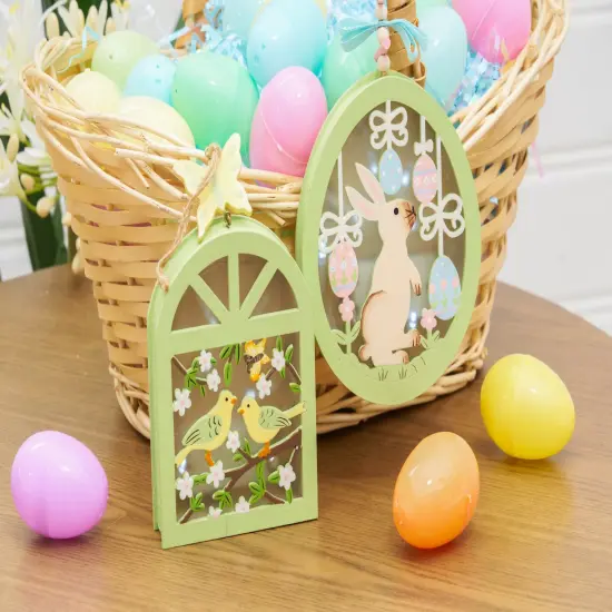 Spring Easter Bunny Rabbit Shadowbox Light-Up Led Decorative Hanging Tree Ornament Assortment of 2 {2}