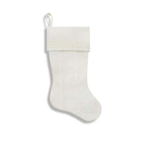 Quilted Velvet Christmas Stocking with Pick-Stitch Detail White Velvet {1}