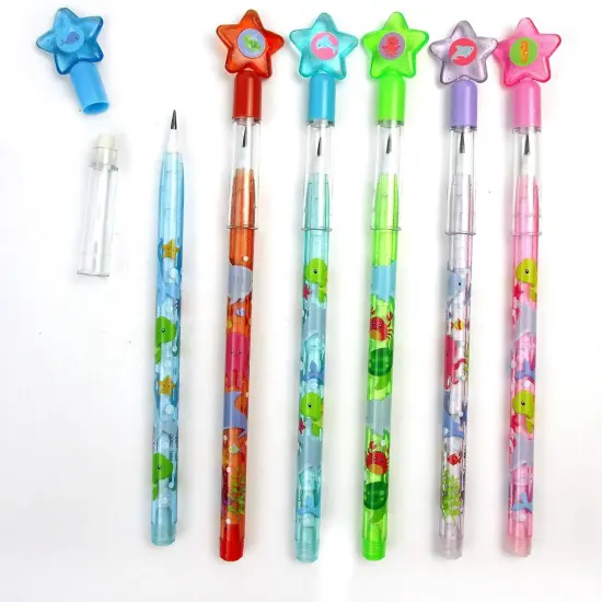 TINYMILLS 24 Pcs Sea Animals Ocean Life Turtles Multi Point Stackable Pencil with Eraser {3}