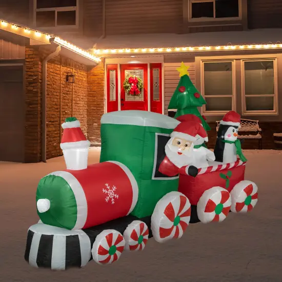 Northlight 8' Inflatable Train With Santa and Friends Outdoor Christmas Decoration Red {3}