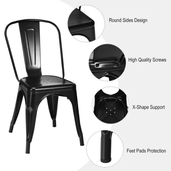 4 Pcs Modern Bar Stools with Removable Back and Rubber Feet Gun {3}